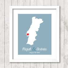 Load image into Gallery viewer, Portugal Love Map - Lisbon, Portugal - Destination Wedding - Portugal Honeymoon - Portuguese - Paper Anniversary
