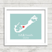 Load image into Gallery viewer, Bermuda Love Map - Hamilton, Bermuda - Bermudian Wedding - Destination or Beach Wedding - Eloping-Tropical-Mrs and Mr-Bermuda Honeymoon
