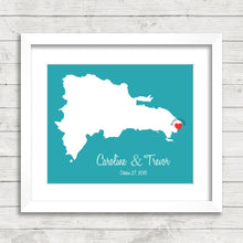 Load image into Gallery viewer, Dominican Republic Love Map - Punta Cana, Dominican Republic - Destination/Beach Wedding - Paper Anniversary - Mrs and Mrs
