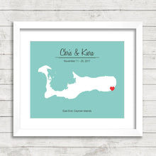 Load image into Gallery viewer, Cayman Islands Love Map - East End, Cayman Islands - Caribbean Sea - Destination/Beach Wedding - Honeymoon -Paper Anniversary
