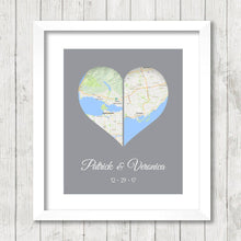 Load image into Gallery viewer, International Heart Love Maps - Vancouver, British Columbia - Toronto, Ontario - Canadian - Any Locations Available - Long Distance
