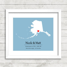 Load image into Gallery viewer, Alaska Love Map - Anchorage, Alaska - Cook Inlet - Destination Wedding - Outdoorsy Couple - Alaskian Wedding - Newlyweds - Glacier
