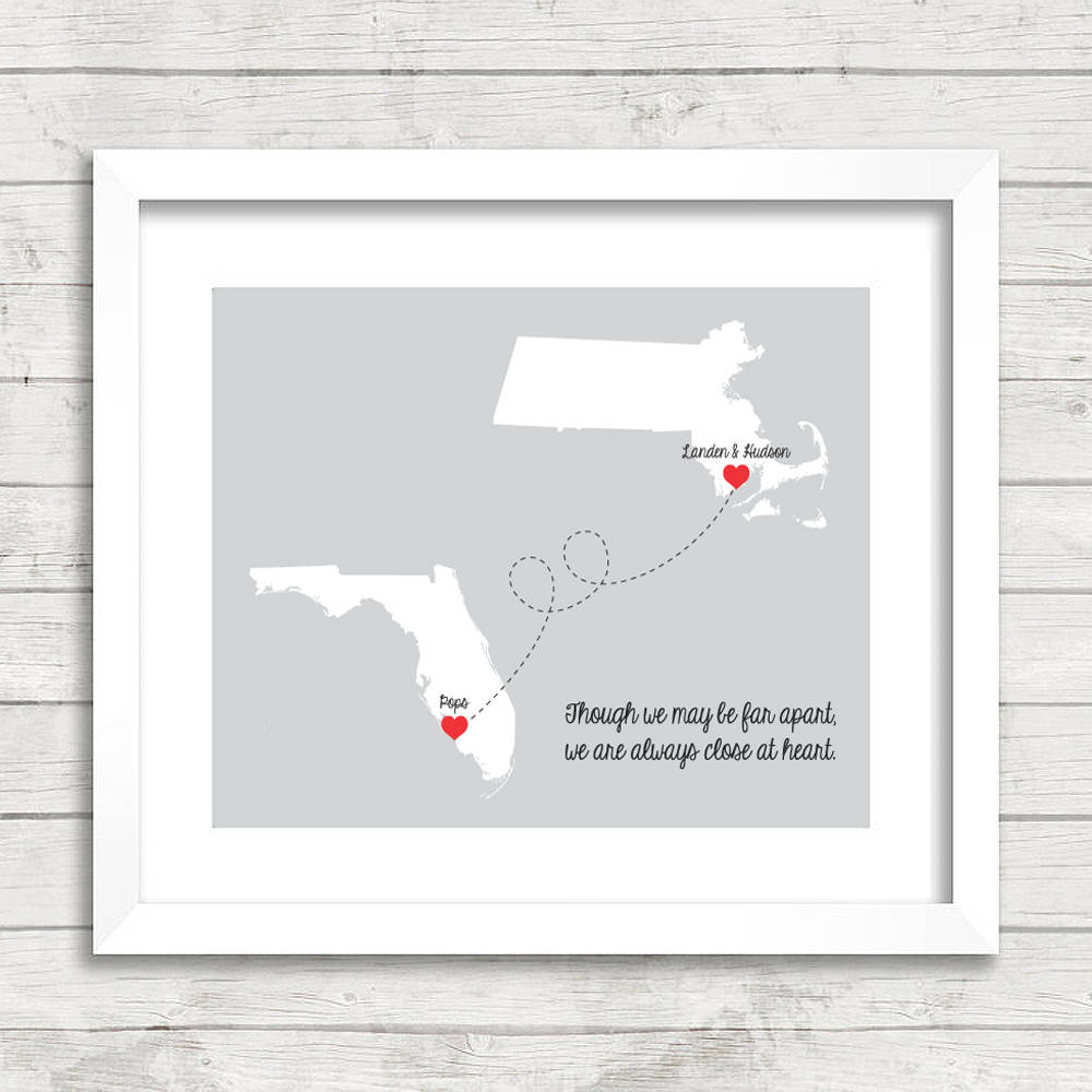 Grandparents & Grandkid's Love Maps - Achusnet, Massachusetts - Estero, Florida - Grandpa - Long Distance Family - Nana and Papa - Christmas