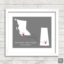 Load image into Gallery viewer, Father &amp; Daughter Love Map - Vancouver, British Columbia - Regina, Saskatchewan - Long Distance Family - Daddy&#39;s Little Girl - Father&#39;s Day
