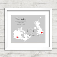 Load image into Gallery viewer, International Love Map - Calgary, Alberta, Canada - London, England, United Kingdom - Long Distance Love - Map Prints - Over Seas
