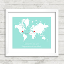 Load image into Gallery viewer, Sister&#39;s World Map - Athens, Georgia, USA - Haifa, Israel - Long Distance Family - Best Friends - Gift for Sister - Special Sister
