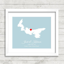 Load image into Gallery viewer, Prince Edward Island Map Print - North Rustico, PEI - Love Map - Province Map - Destination Wedding - Wedding, Engagement &amp; Anniversary
