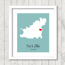 Load image into Gallery viewer, Guernsey Island Love Map - Vauvert, Guernsey - Channel Islands - The Sunshine Island - Gift for Travellers -
