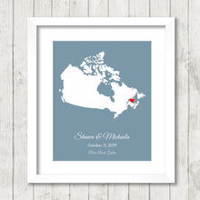 Load image into Gallery viewer, Canadian Love Map - Percé Rock, Québec - Gulf of Saint Lawrence - Paper Anniversary - Wedding &amp; Anniversary - Newlyweds - Canadian Wedding
