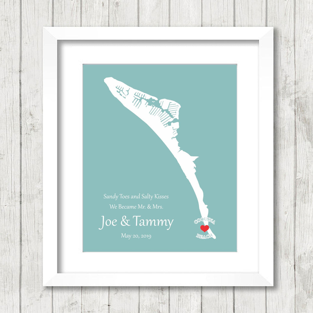 Anna Maria Island, Florida Map - Coquina Beach - Sunshine State - Destination Wedding - Wedding, Engagement & Anniversary Gift - Newlyweds