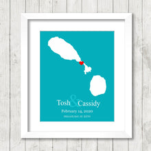 Load image into Gallery viewer, St Kitts and Nevis Map - Frigate Bay, St Kitts - West Indies - Leeward Islands - Destination/Beach Wedding - Engagement &amp; Anniversary Gift
