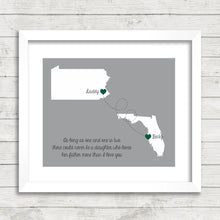 Load image into Gallery viewer, USA Love Maps - Telford, Pennsylvania - St. Petersburg, Florida - Father &amp; Daughter - Christmas Gift - Daddy&#39;s Little Girl - Father&#39;s Day
