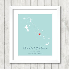 Load image into Gallery viewer, Bahamas Map - Long Island, Bahamas - Bahamas Wedding - Andros Island - Exuma - Grand Bahama - Engagement &amp; Anniversary Gift - Newlyweds
