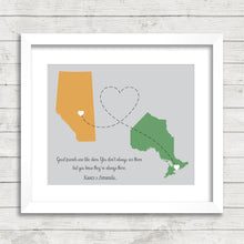 Load image into Gallery viewer, Best Friends Province Maps - Edmonton, Alberta - Kawartha Lakes, Ontario - Long Distance Friendship - Besties Map - Toronto - Christmas
