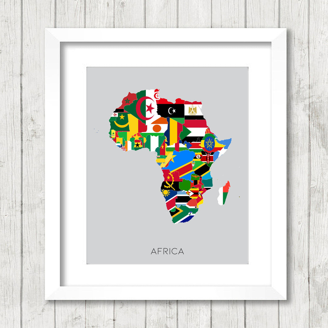 African Continent Print - African Flags - African Roots - South Africa - Kenya - Nigeria - Ghana - Africa Art - Travel Abroad - African Art