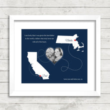 Load image into Gallery viewer, USA Father Daughter State Print - Long Distance - Christmas Gift - Fathers Day Gift - Birthday Gift - Los Angeles, California - Boston, MA
