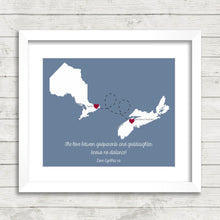 Load image into Gallery viewer, Godparents Province Print - Ottawa, Ontario - Kentville, Nova Scotia - Goddaughter - Godson - Long Distance Love - Godparents Gift
