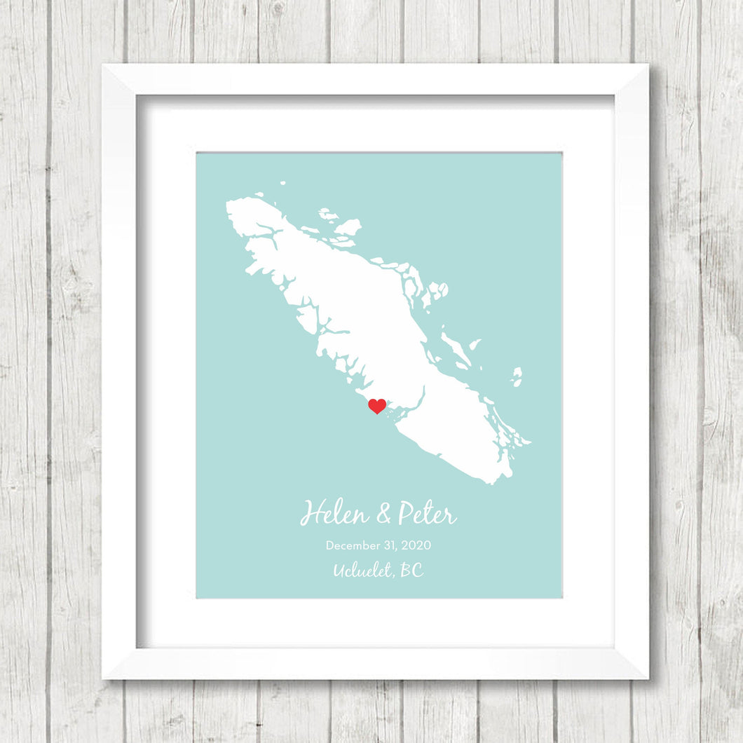 Vancouver Island Map - Ucluelet, British Columbia - Canada - Island Living - Explore Canada - Map Art - BC Art - Tofino - Victoria - Nanaimo