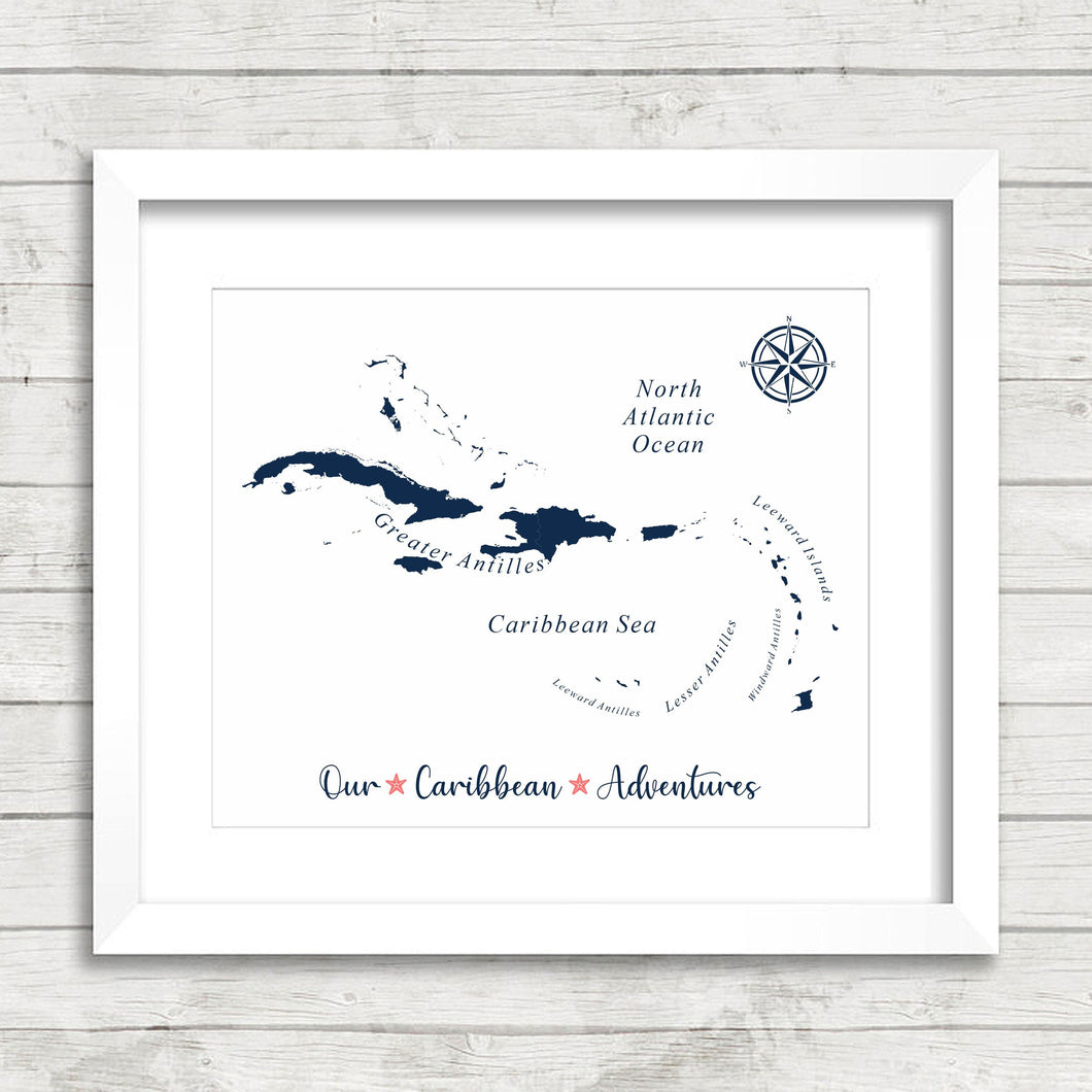 Caribbean Island Map - Map of the Caribbean - Leeward Islands - Greater Antilles - Caribbean Sea - Gulf of Mexico - Jamaica - Bahamas