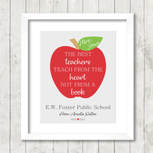 Load image into Gallery viewer, Customized Teacher Print - The Best Teachers Teach From The Heart - Teacher Assistant - Elementary - Pre School - Apple Print-Teacher&#39;s Gift
