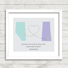 Load image into Gallery viewer, Best Friends Province Maps - Wainwright, Alberta - Regina, Saskatchewan - Long Distance Friendship - Besties -Christmas Gift-Friends Forever
