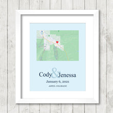 Load image into Gallery viewer, Colorado State Map - Aspen, Colorado - CO State Map - Denver - Outdoorsy Couple - Skiing Couple - Paper Anniversary - Any State Avail.
