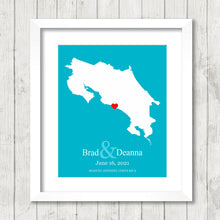 Load image into Gallery viewer, Costa Rica Map - Manuel Antonio, Costa Rica - Second Home - Beach House - Beach Wedding - Paper Anniversary - Central America
