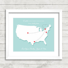 Load image into Gallery viewer, USA Family Map - A Mother &amp; Her Children - Houston, Texas - Denver, CO - Alexandria, VA - Rochester, New York - Mother&#39;s Day-Gift
