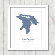 Load image into Gallery viewer, Lake Huron, Ontario &amp; Michigan - Great Lake Map - Tobermory - Summer Home - Lake House - Living the Simple Life - Any Lake Available
