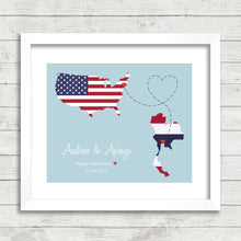 Load image into Gallery viewer, International Love Map - Two Countries, One Print - NYC, New York, USA - Bangkok, Thailand - Long Distance Love -
