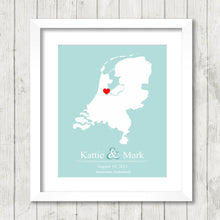 Load image into Gallery viewer, Netherlands Map - Amsterdam, Netherlands - Love Map - The Hague - Rotterdam - Utrecht - Wedding, Engagement &amp; Anniversary Gift - Newlyweds
