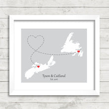 Load image into Gallery viewer, Canadian Provinces Love Map - Two Provinces, One Print - Masstown, Nova Scotia - Arnold&#39;s Cove, Newfoundland -Canadian Family Map-East Coast
