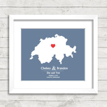 Load image into Gallery viewer, Switzerland Wedding Map - Lucerne, Switzerland - Love Map - European - Destination Wedding - Engagement &amp; Anniversary - Newlyweds
