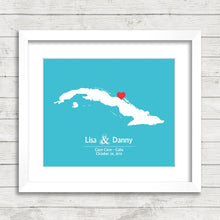 Load image into Gallery viewer, Cuba Wedding Map - Cayo Coco, Cuba - Love Map - Destination Wedding - Caribbean Wedding - Engagement &amp; Anniversary Gift - Newlyweds
