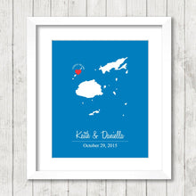 Load image into Gallery viewer, Fiji Love Map - Turtle Island, Fiji - South Pacific - Destination Wedding - Island Wedding - Engagement - Newlyweds - Honeymooners
