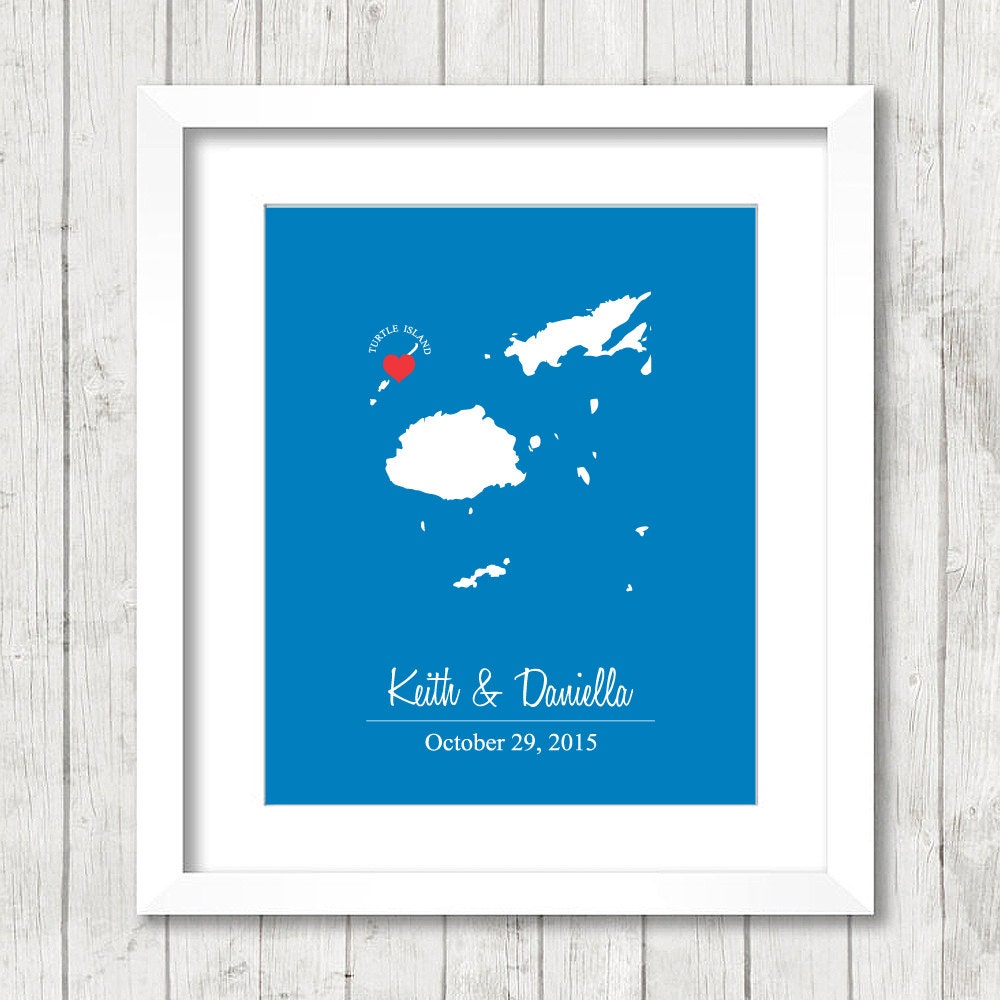 Fiji Love Map - Turtle Island, Fiji - South Pacific - Destination Wedding - Island Wedding - Engagement - Newlyweds - Honeymooners