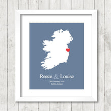 Load image into Gallery viewer, Ireland Map - Dublin, Ireland - Emerald Isle - European - Irish Honeymoon - Destination Wedding - Engagement &amp; Anniversary - Newlyweds
