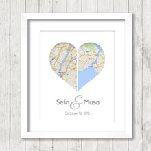 Load image into Gallery viewer, International Heart Love Maps - New York City, New York - Istanbul, Turkey - Two Countries, One Print - Long Distance Love
